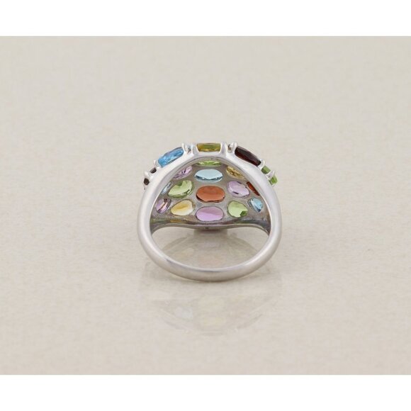 Sterling Silver Multi Gemstone Dome Ring Size 9 1/2 - Picture 8 of 9